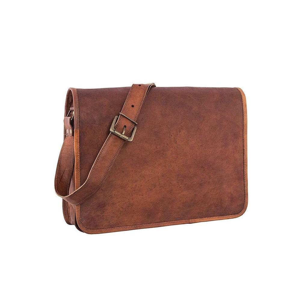 Men's Vintage Goat Hide Leather Messenger Shoulder Laptop Briefcase Satchel Bag