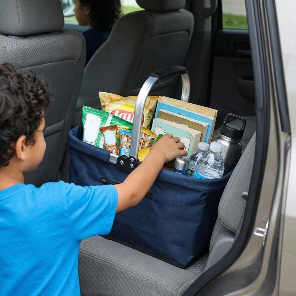 Cesto per la Spesa da 26 L con Telaio in Alluminio Borsa Termica da Picnic per Supermercato