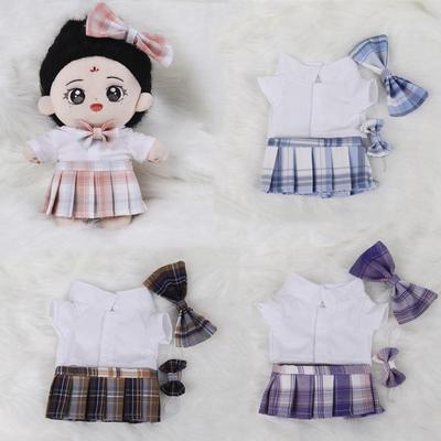 10x20cm College Style Doll Uniform: Pleated JK Skirt Set for Plushie Dolls