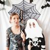 AerWo Halloween Tablecloth Lace Spiderweb Table Cloth, 30-Inch Centerpiece Round Table Topper for Halloween Decorations Festive Party Supplies