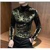 Golden Velvet Jacquard Hoodie - Men's Chinese Style Half-High Collar Autumn/Winter Top