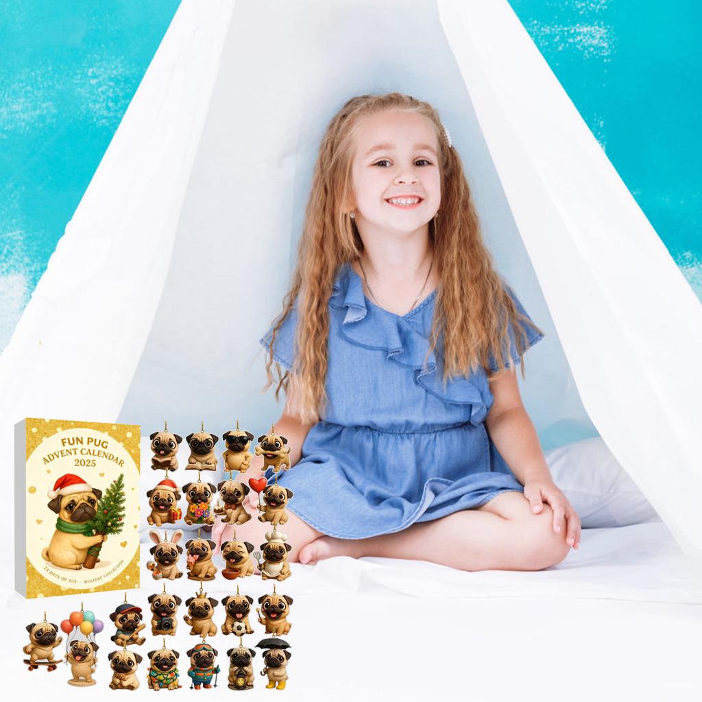 2D Flat Acrylic Mystery Box 24pcs Pendant With Airplane Box Funny Christmas Countdown Calendar