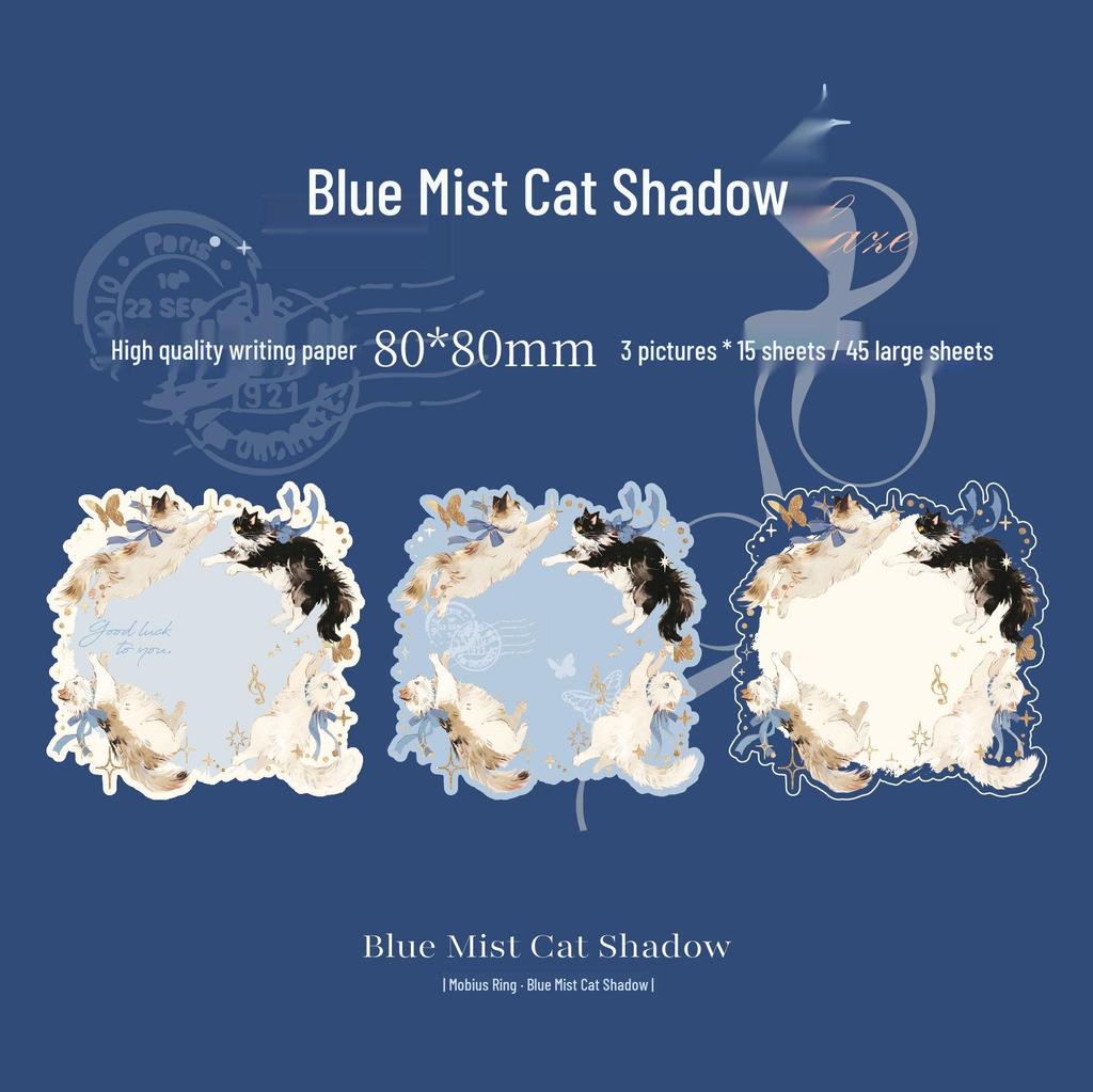 Moyan Möbius Strip Cat-Themed Embossed Sticky Notes: 3-Pack Korean Style, Irregular Shape