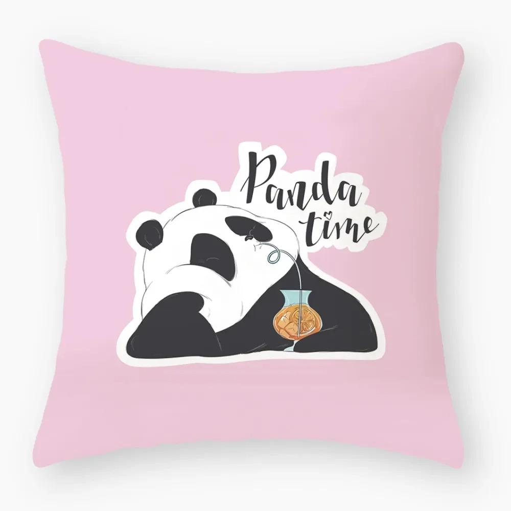 Cute Cartoon Panda Study Pillowcase Office Living Room Home Pillowcase Car Ornaments