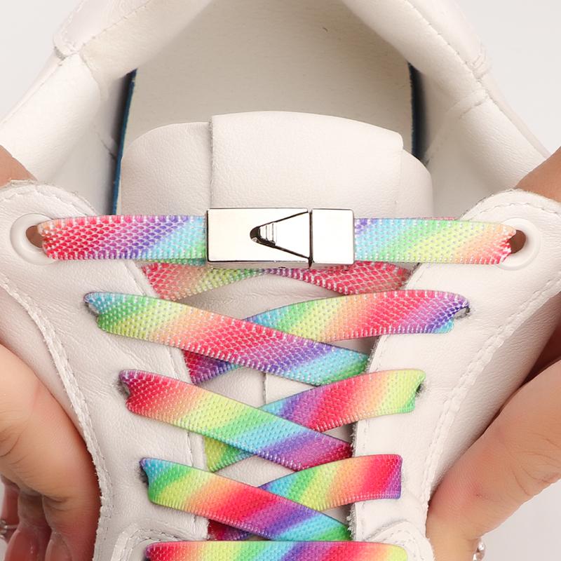 1 Pair Elastic Shoe Laces Rainbow No Tie Shoelaces For Sneaker Men And Women Fashion Leisure Lazy Shoes Lace Rubber Band