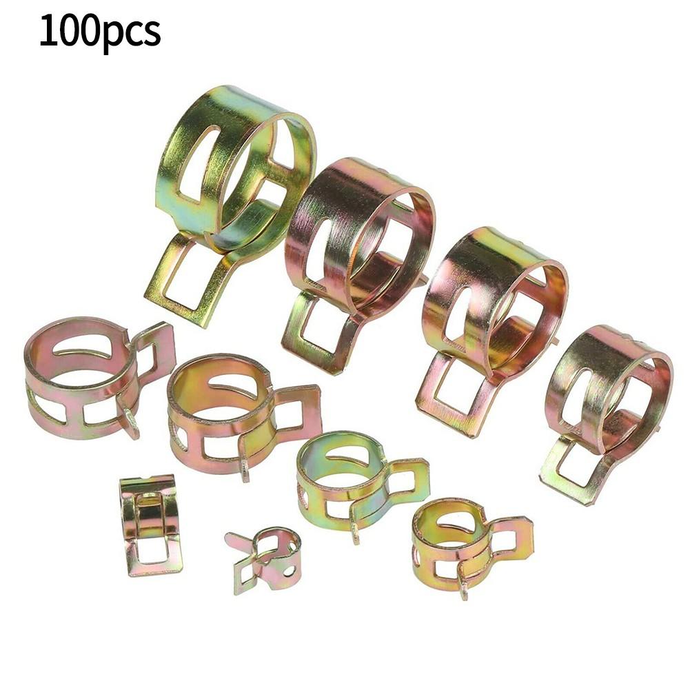 100PCS Spring Hose Clips / Clamps Fuel Air Gas Water Pipe Self Clamping