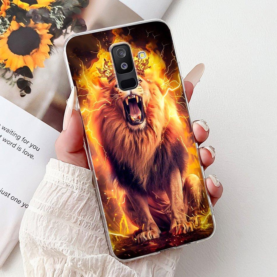 For Samsung Galaxy A6 Plus 2018 Phone Case On Samsung A6+ (2018) A6 A600F A605G Elegant Floral Cat Soft Silicone Clear TPU Cases