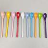 Candy Color Plastic Long Handle Dessert Spoons Dinner Tea Spoon Tableware Flatware Stirring Coffee Kitchen Scoops Soup