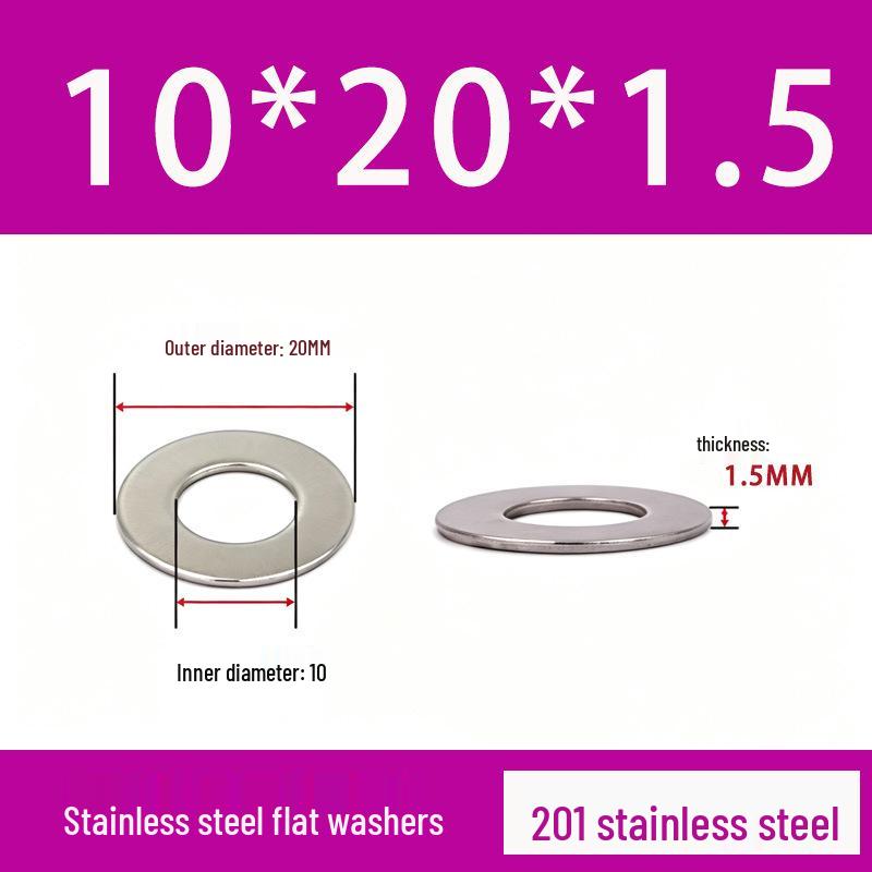 201 Stainless Steel Rust-proof Flat Washer - National Standard Hardware Fasteners with Complete Specifications, In Stock.