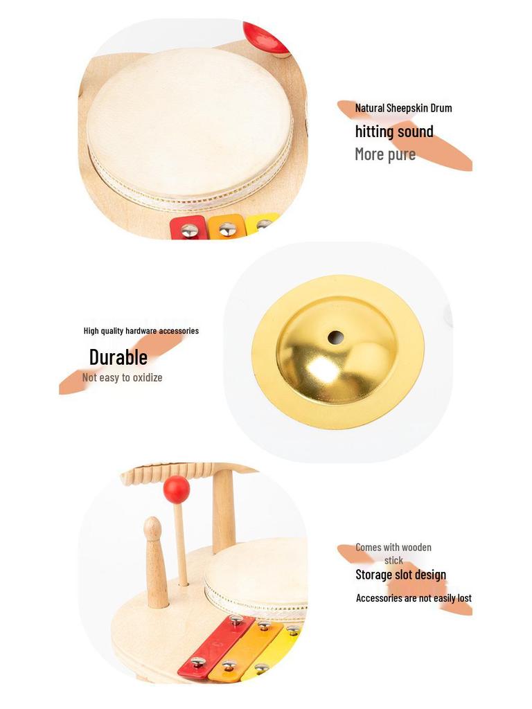 Children's Wooden Drum & Xylophone Set: Musical Toy Kit for Educational Play