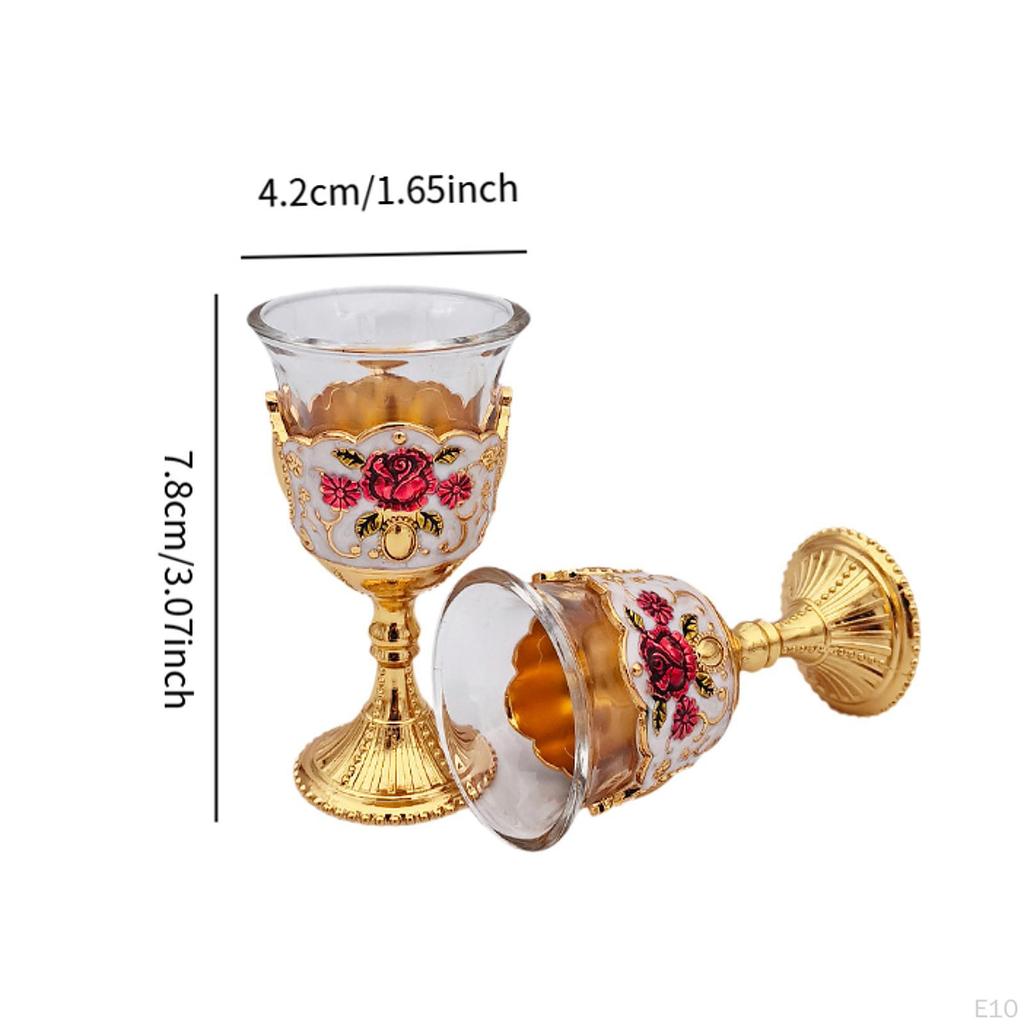2 Pieces Embossed Wine Cup Toasting Glasses Mini Communion Goblet for Weddings Travel