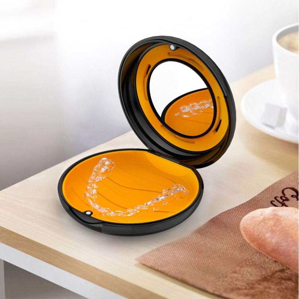 Magnetic Closure Retainer Case With Mirror Cleaning Tooth False Teeth Box  Tooth Care Tool
