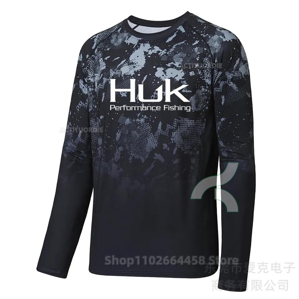 HUK fishing suit sun protection summer outdoor sports long-sleeved Uv protective fishing shirt quick drying top men