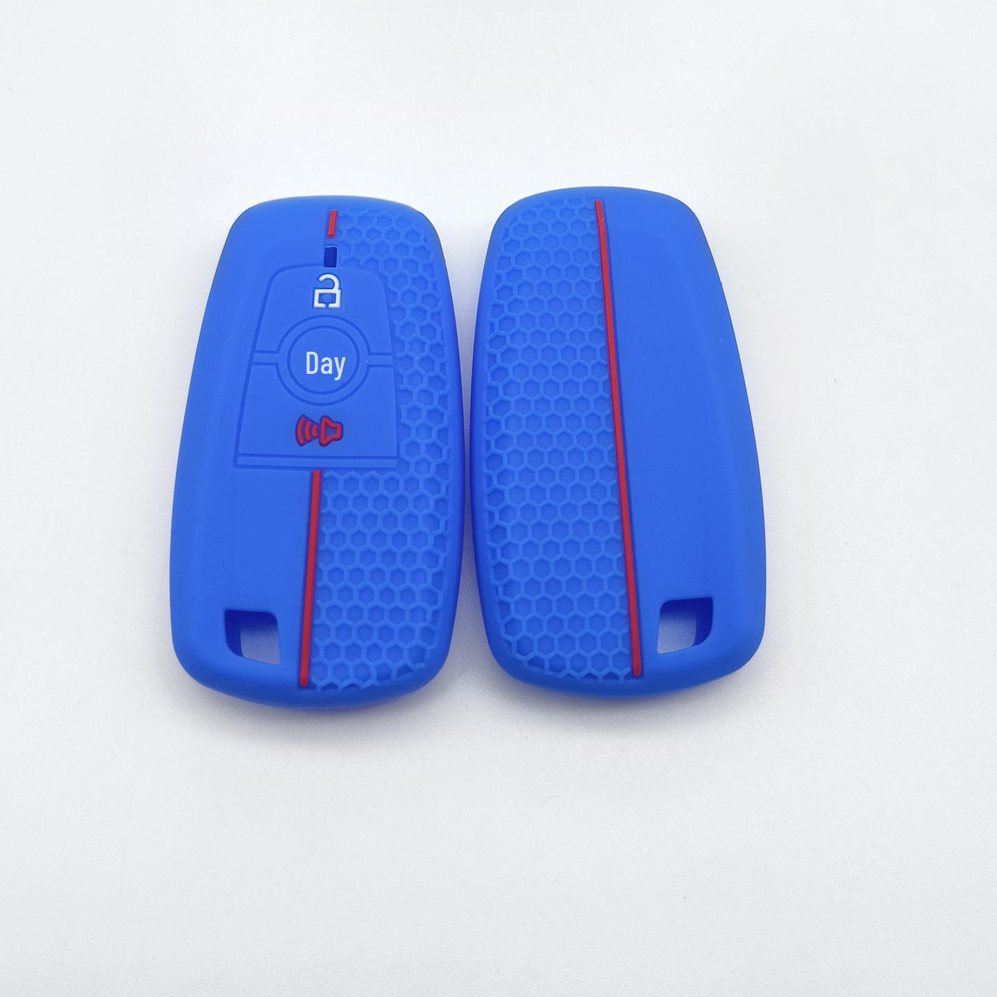 

Soft Silicone Protective Case for Ford Mondeo, Focus, Fuyisheng, Kuga 2+ Keys синій