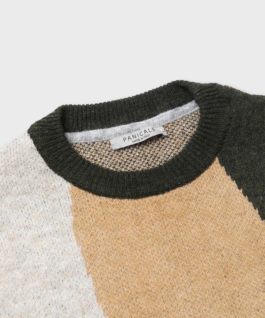 PANICALE Color Block Crew Neck Sweater [Green]