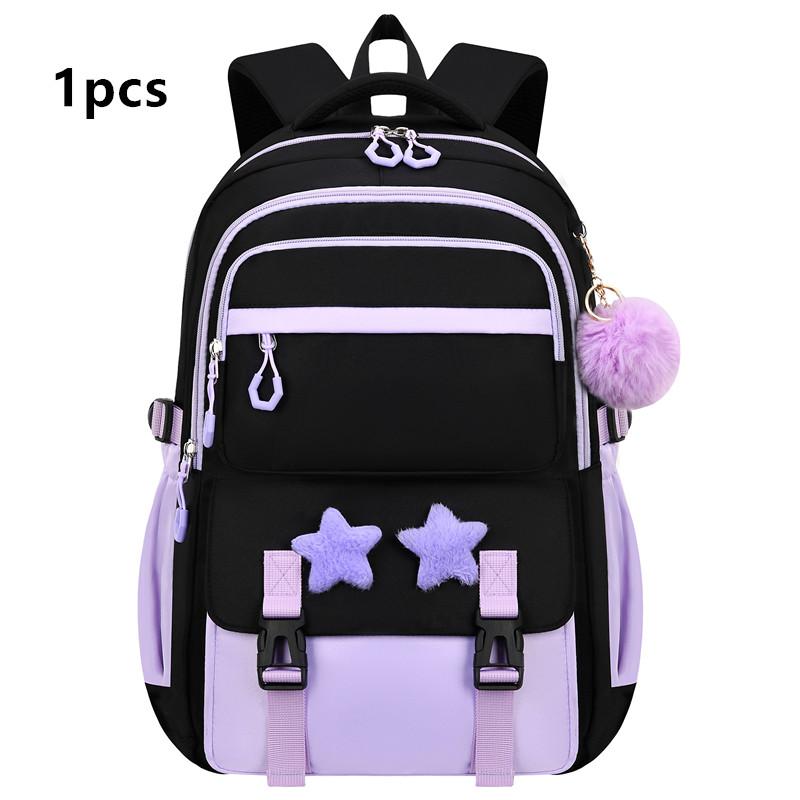3pecs/set Pentagram School Bags for Junior High School Girls Large Capacity Cute Patchwork Backpack with Pencil Case Lunch Box