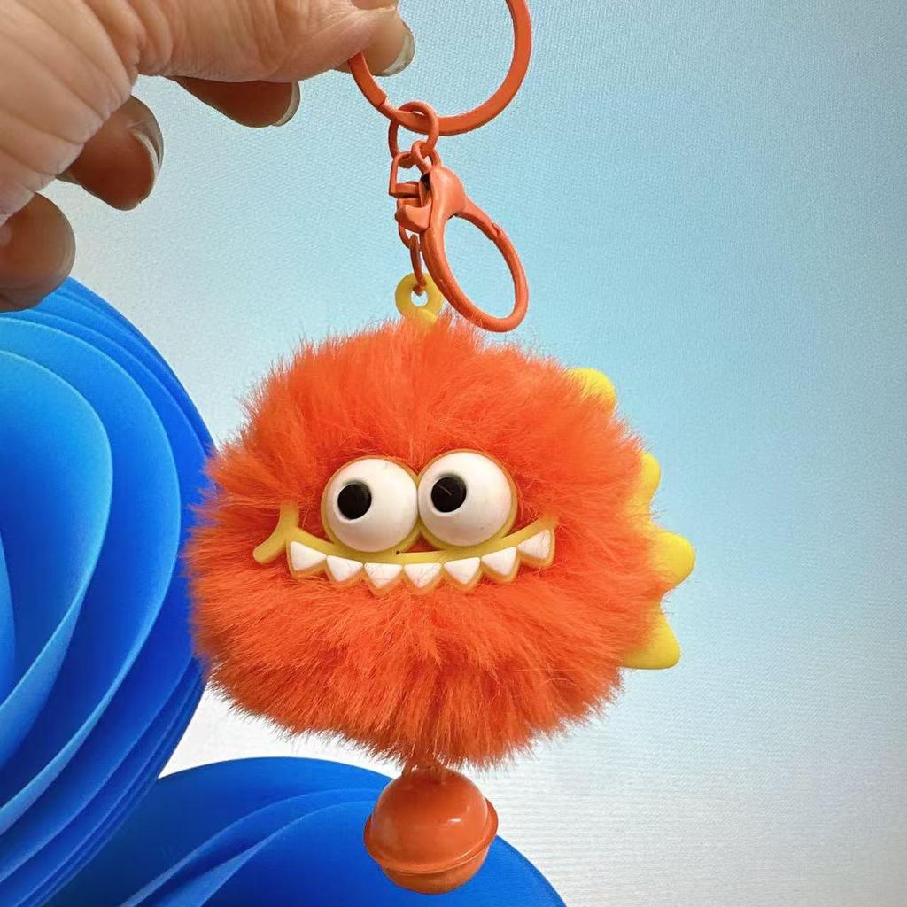 Brelok Mały Potwór Dinozaur: Uroczy Pluszowy Królik Rex z Futra z Dzwoneczkiem - Akcesorium do Torebki i Telefonu