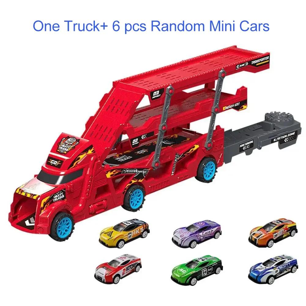 Kid Large Truck Deformation Transporter Car Toys Ejection Race Track Transport Truck Folding Track Racing Vehicle Toy Set for Daily Use