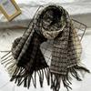 Soft waxy and thick plaid imitation cashmere scarf for women, warm fringed shawl in winter, couple scarf tide