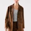 Spring New Women Loose Fashionable Retro Brown High-Grade Suede Texture Blazers 4717827
