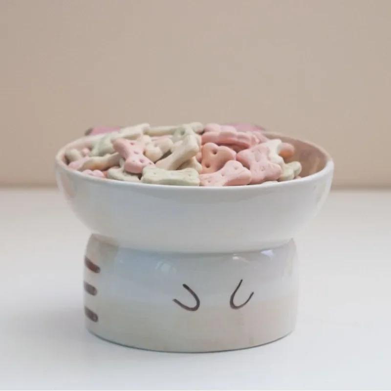 Pet Ceramic Cat Bowl High-Leg Neck Protector Wide-face Cat Water Bowl Dog Food Bowl Cat Bowls Cat Feeder Pet Items
