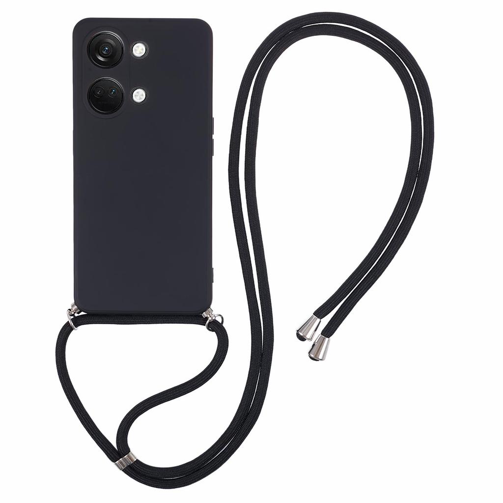 For OnePlus Ace 2V/Nord 3 5G Case TPU Fiber Lining Protective Phone Cover with Long Lanyard