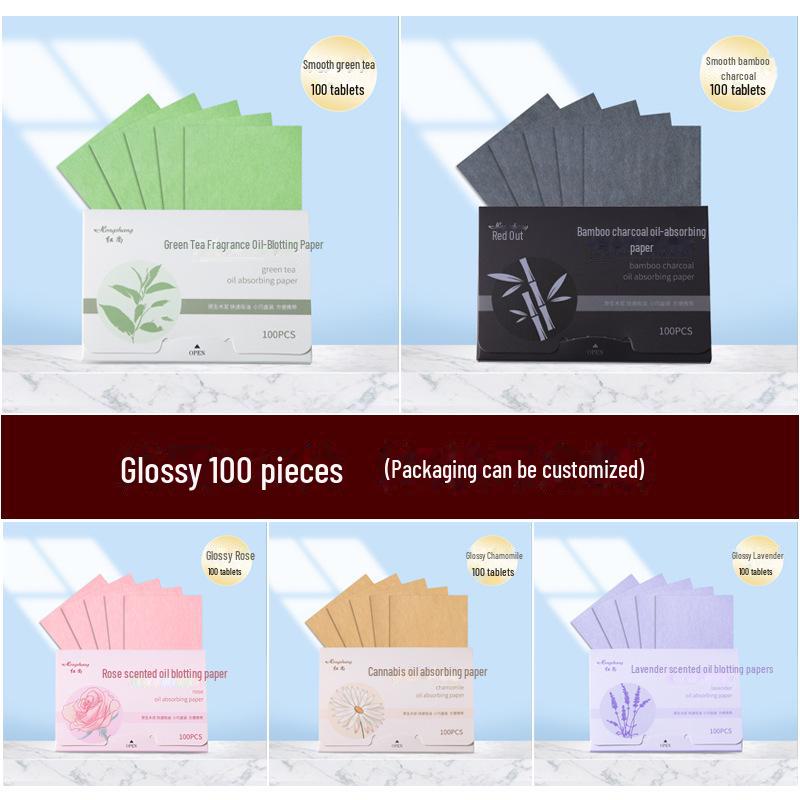 Green Tea Scented Oil Absorbing Face Sheets (100-Pack) - Portable, Suede Finish, Makeup Tool for Women