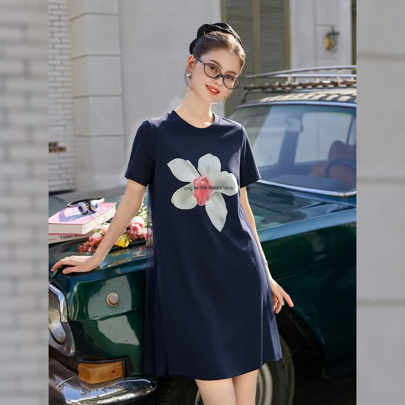 Bailuyu Women s 2026 Summer Floral Print Short-Sleeve Midi Dress S