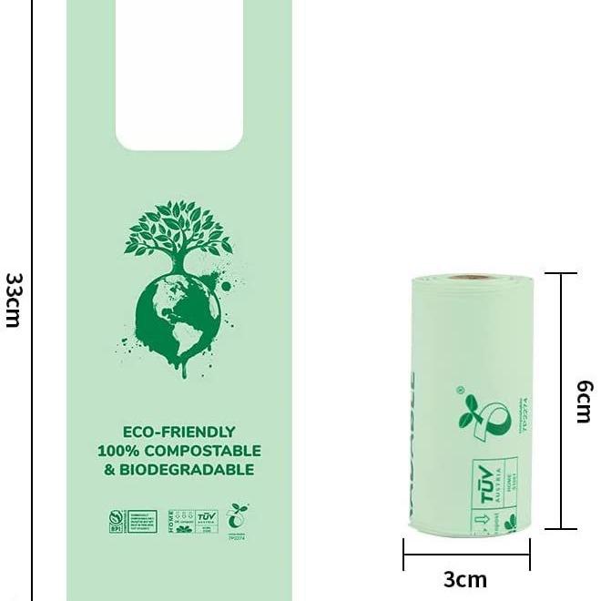 Corn Starch Pet Vest Handheld Poop Bags - PLA Compostable Garbage Bags