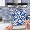 Blue and White Porcelain Tile Sticker 24pcs Self Adhesive Home Kitchen Smooth