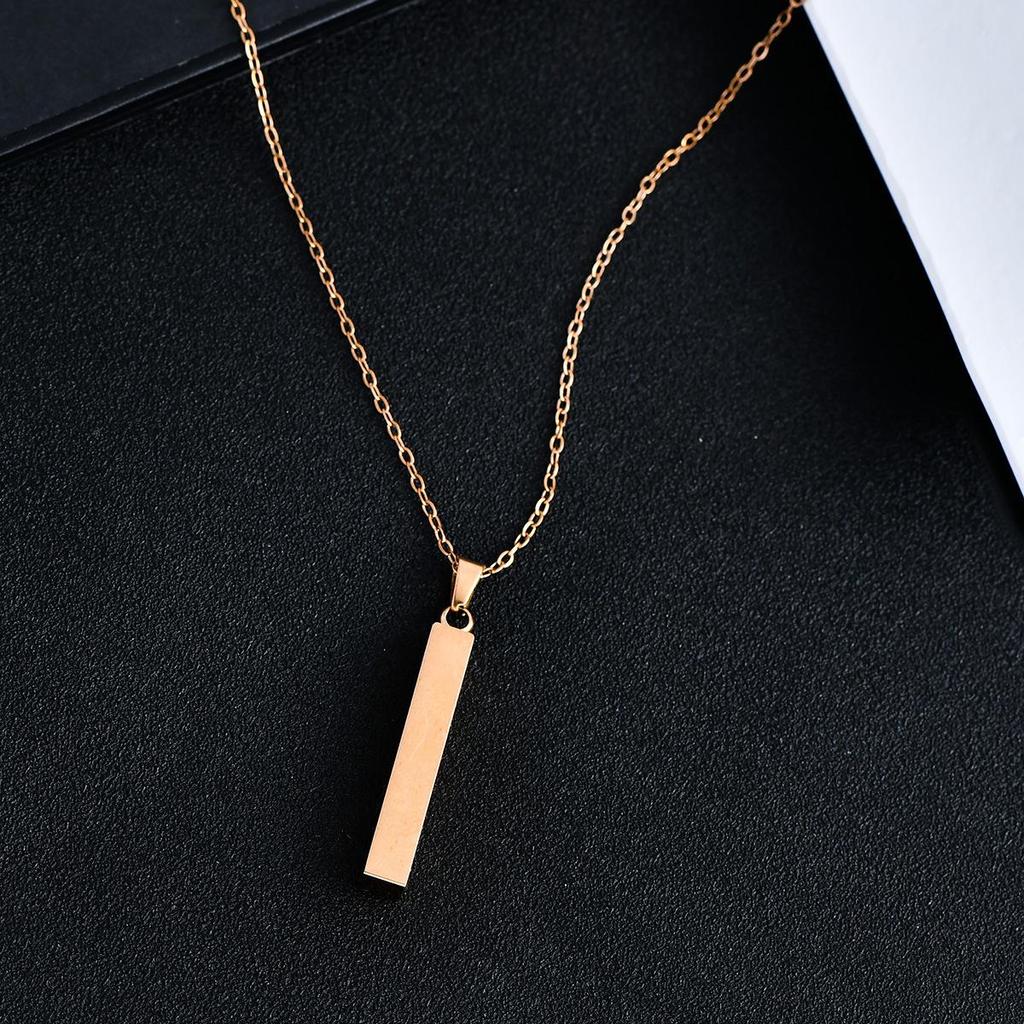 Men's and Women's Minimalist Titanium Steel Rectangular Pendant Necklace
