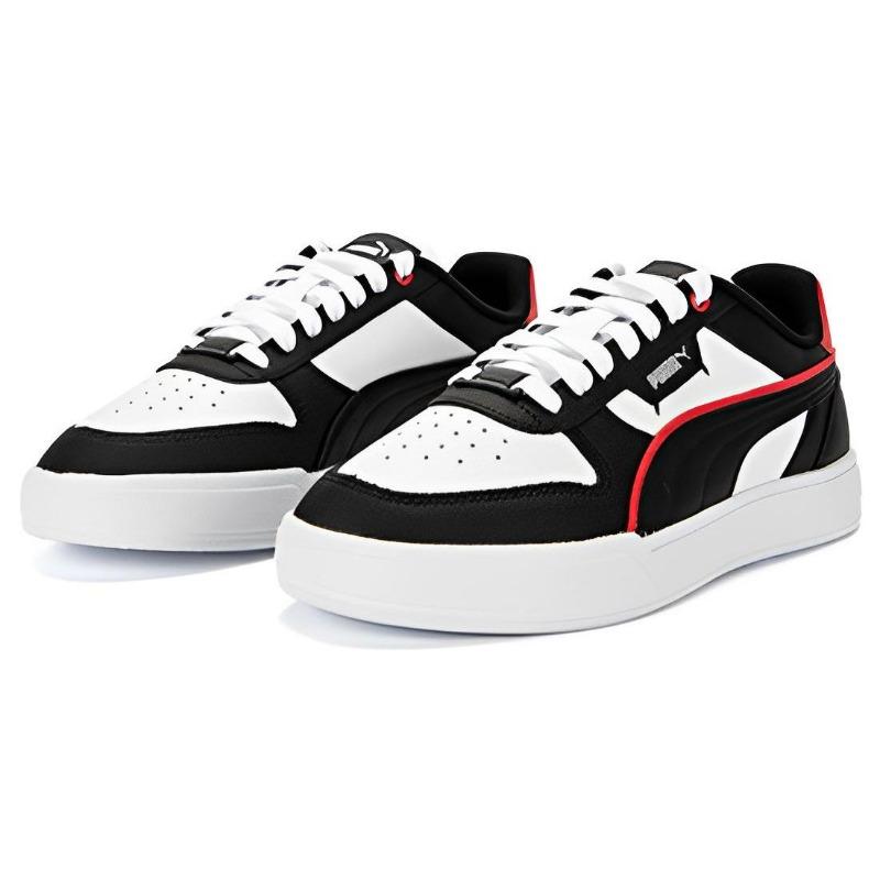 PUMA Caven Dime Synthetic Leather Low Skate Shoes Unisex White Black Red 384953-16