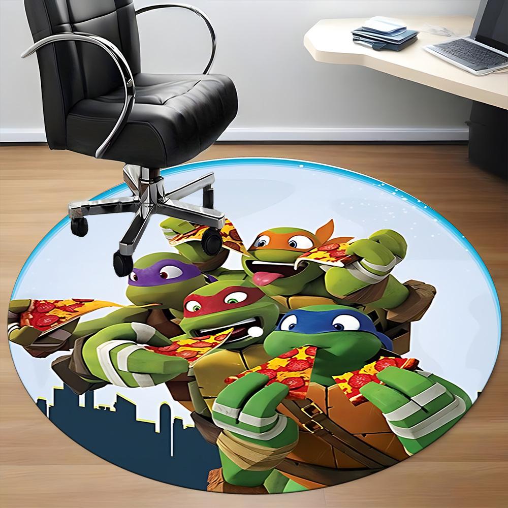 1pc PizzaTurtles Chair Carpet for Office Non Slip, Machine Washable Rug for Office, Room Holiday Decor for Christmas, Birthday Polyester