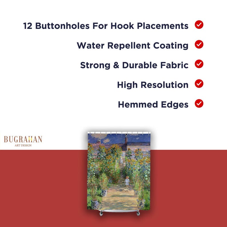 Monet-Inspired Garden Shower Curtain - Impressionist Floral Bath Decor For Art Lovers