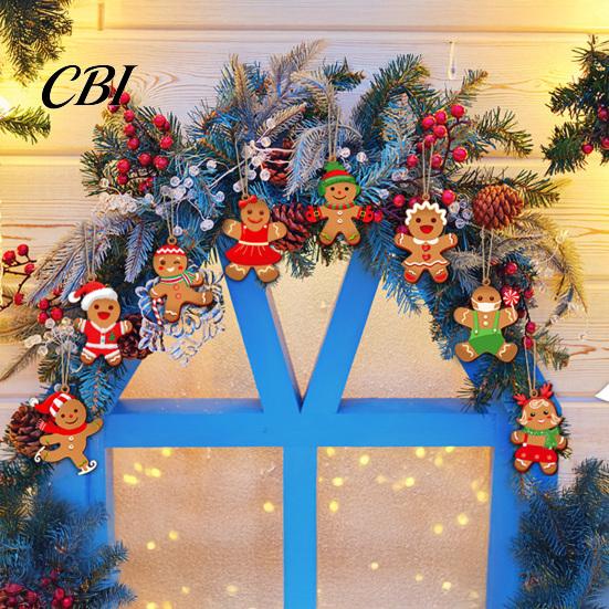 Wooden Christmas Ornaments Gingerbread Man Hanging Ornaments, Figure Pendants, Rustic Holiday Decor Decorations for Xmas Tree, Party Favors