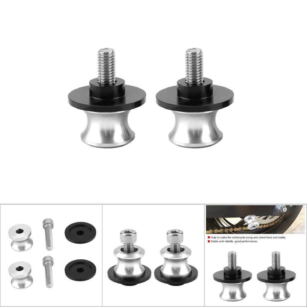 2pcs 8mm Motorcycle CNC Rr Stand Swing Arm Spool Sliders Stand Swingarm Bobbins (Black)