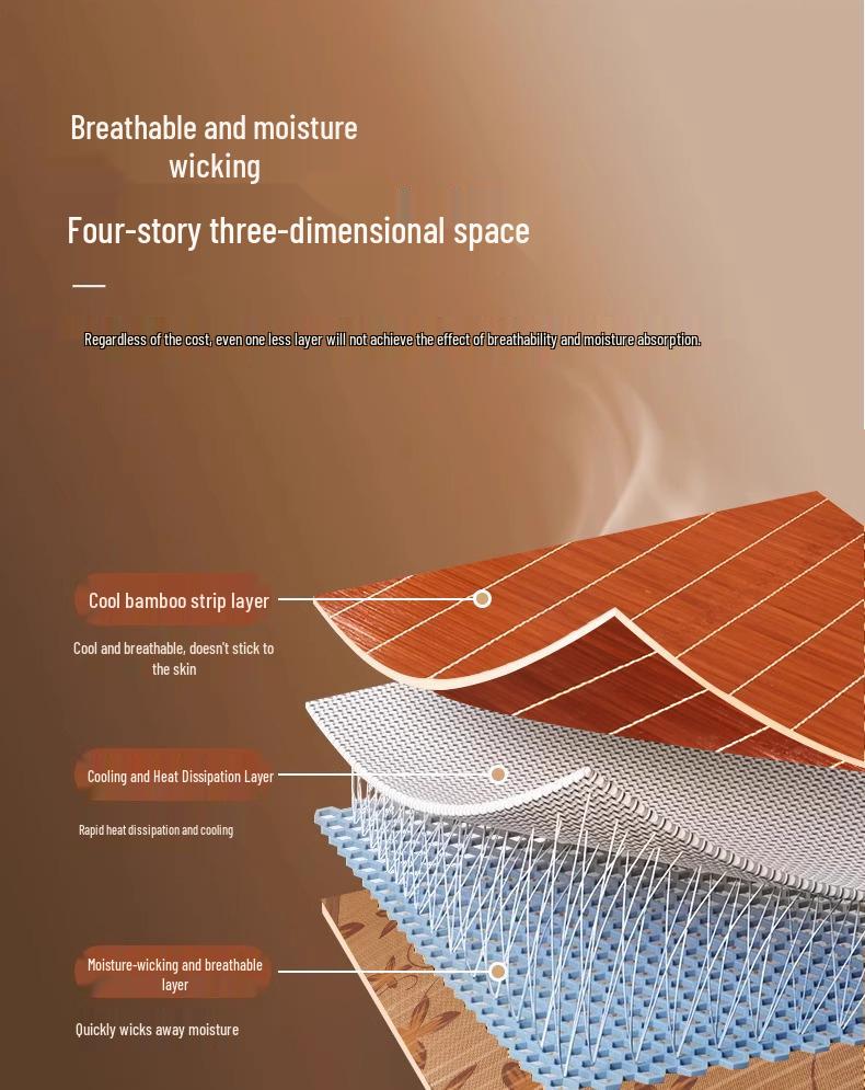 Double-Sided Bamboo & Ice Silk Mat, Foldable for Summer & Winter, Single Person Dormitory Mat with Free Shipping
