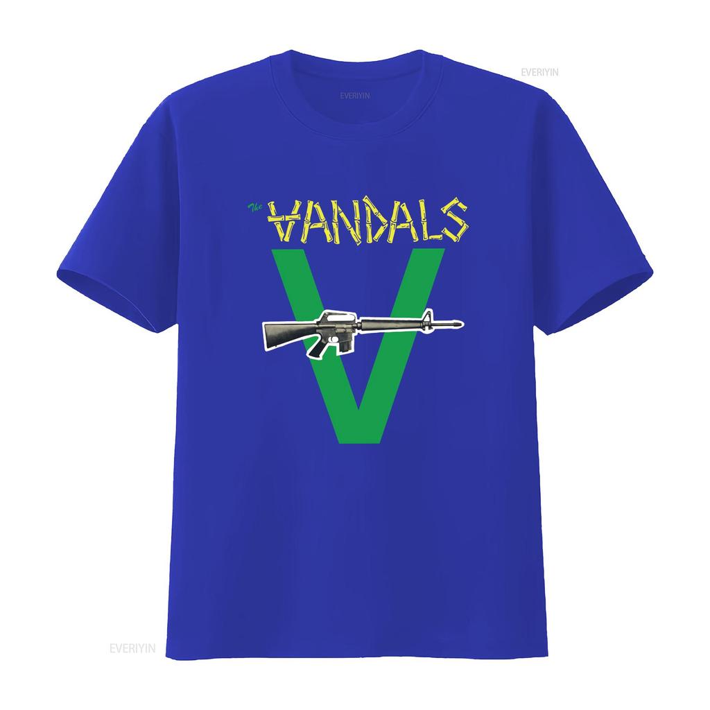 Mens The Vandals Original Logo Green V and Gun Print T Shirt Medium Black vintage Washed streetwear designer clothes