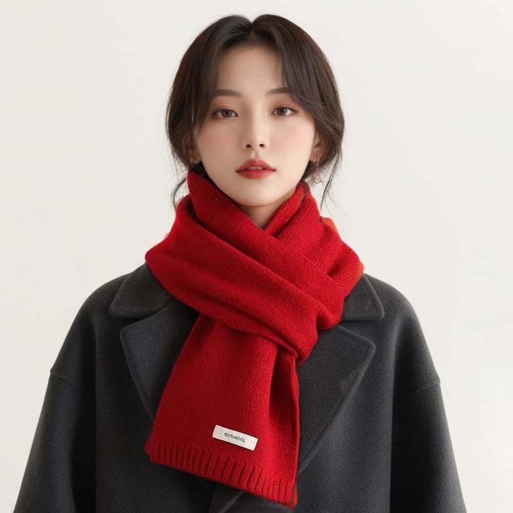 Cold-proof Knitting Wool Scarf Solid Color Winter Warmer Scarf Long Thickened Neckscarf  Winter