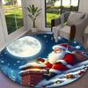 Santa Claus Carpet, Non-slip Office Chair Rug, Digital Print Home Round Rug, Unique Festival Decorations