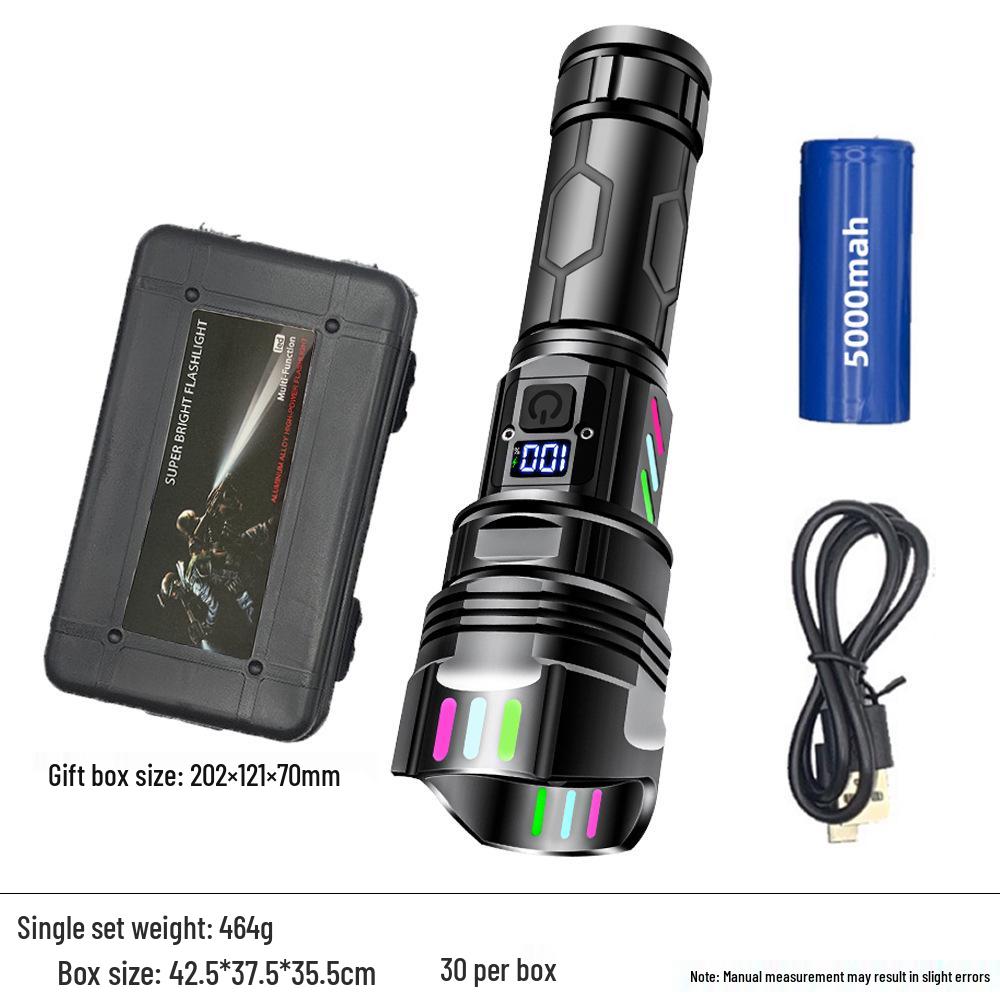 "Rechargeable Long-Range Tactical Laser Flashlight - Super Bright, Portable, Telescopic, & Outdoor-Ready"