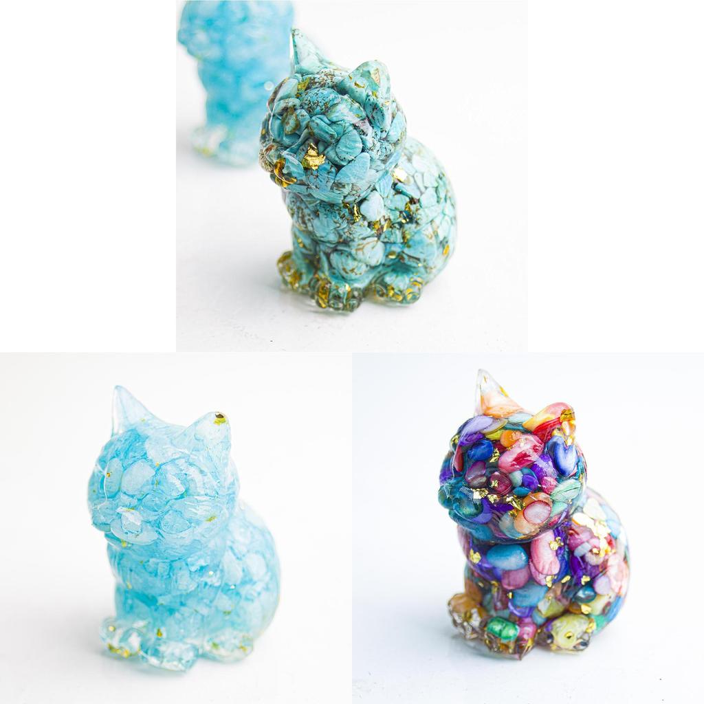 Resin Cat Aquarium Decor With Crystal Resin Resin Art For Home Office Gift