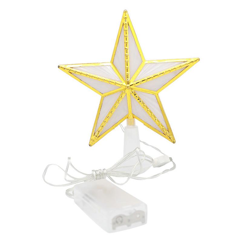 15cm Warm White LED Light Star Shape Christmas Tree Topper Xmas Tree Top Decoration A
