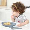 3PCS Baby Silicone Feeding Dishes Plate Children Plate Sucker Feeding Bowl Wood Fork Spoon Set Toddler Training Tableware