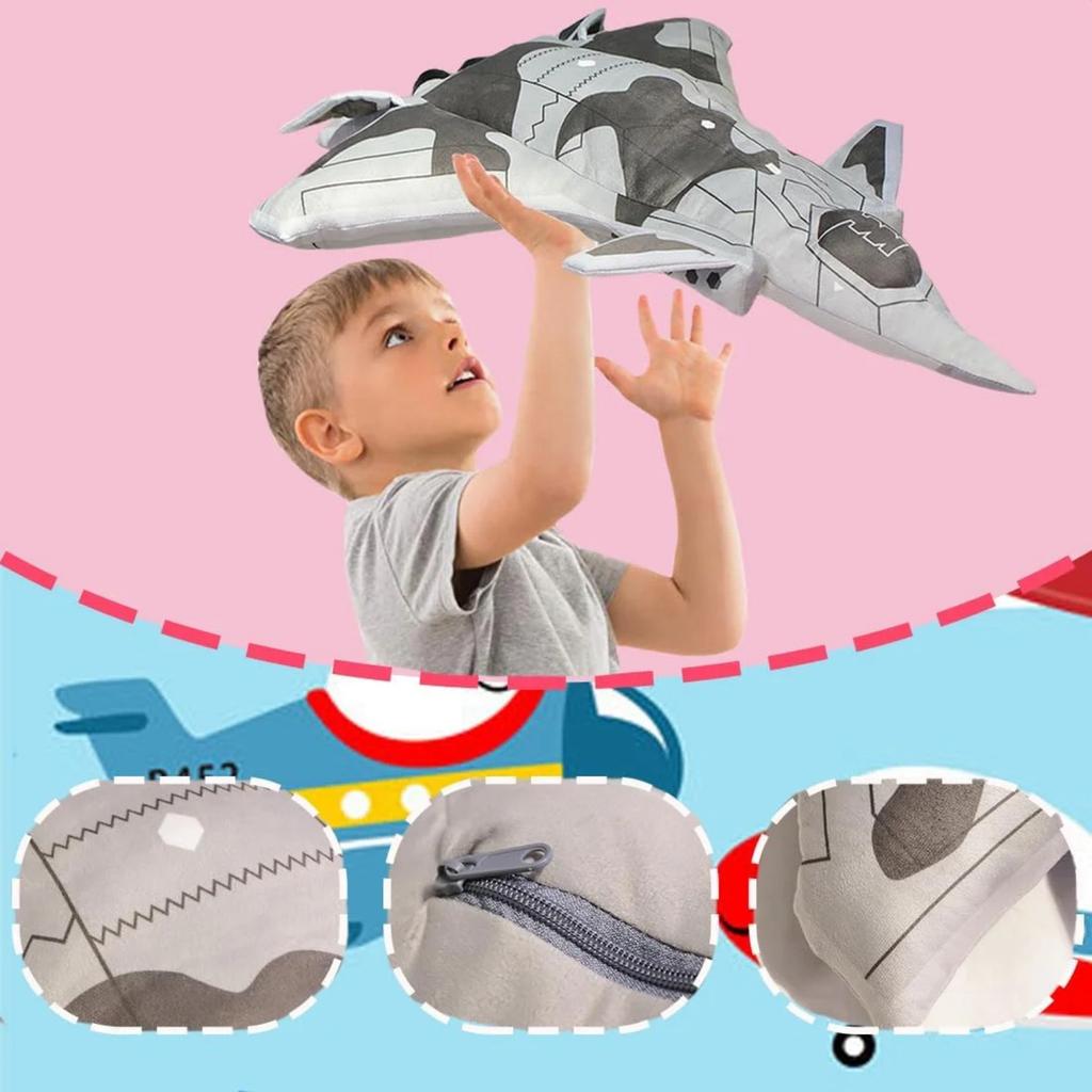Airplane Model Plush Soft Throw Pillow With Blanket Large Padded Space Plush Airplane Toy Cushion