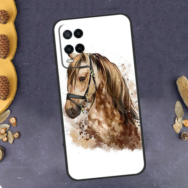 Horse Waterclour Phone Case For Oppo A96 A16 A76 A78 A58 A18 A38 A98 A17 A77 A80 A40 A60 A74 A94 A54 A15 A57S