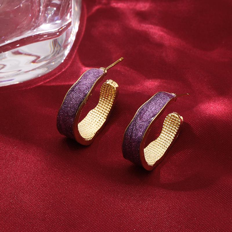 

Korean Morandi color earrings women s new trendy in cold wind earrings versatile retro studs фіолетовий