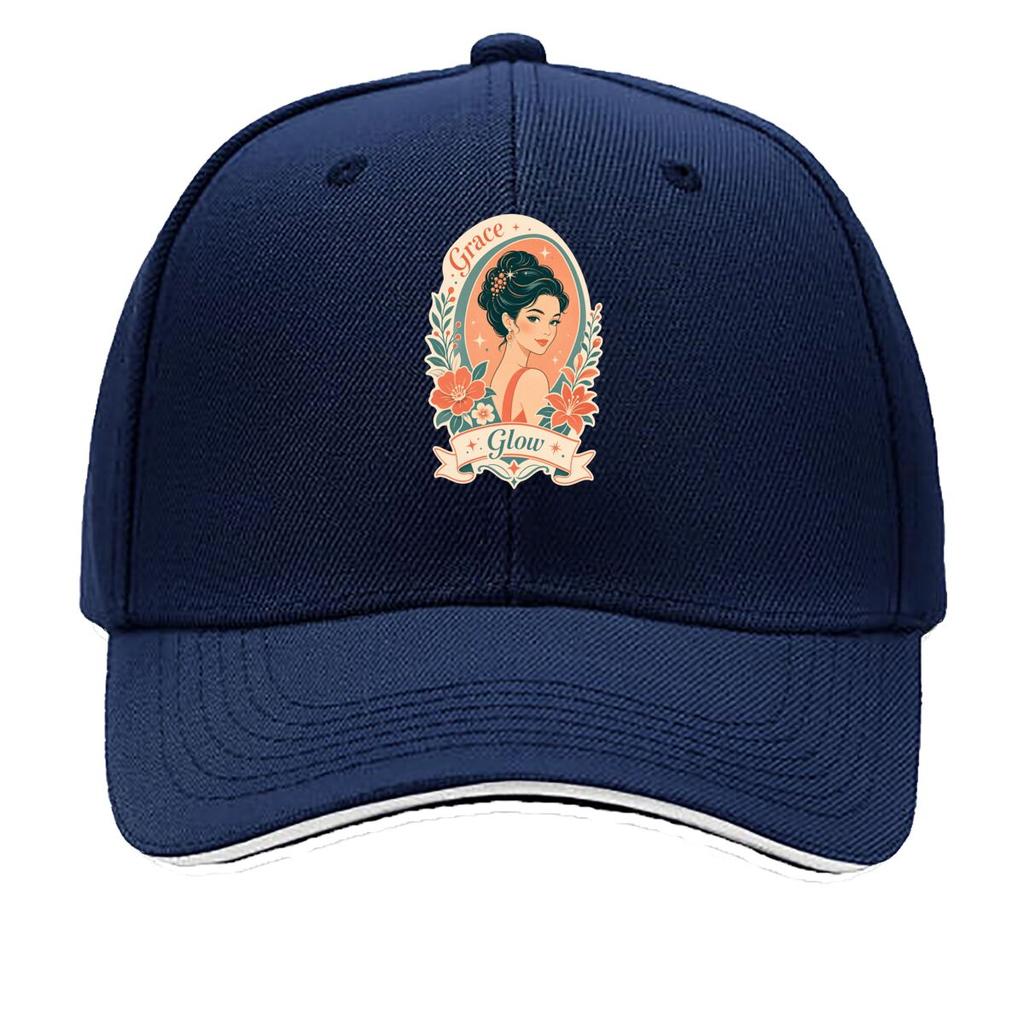 Retro Glam Portrait Bloom Emblem Hip Hop Hat Fashion Outdoor Sports Sandwich Baseball Cap