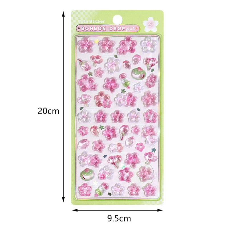 

Kawaii Pink Cherry Blossom Stickers 3D Secured for DIY Diary Decorations