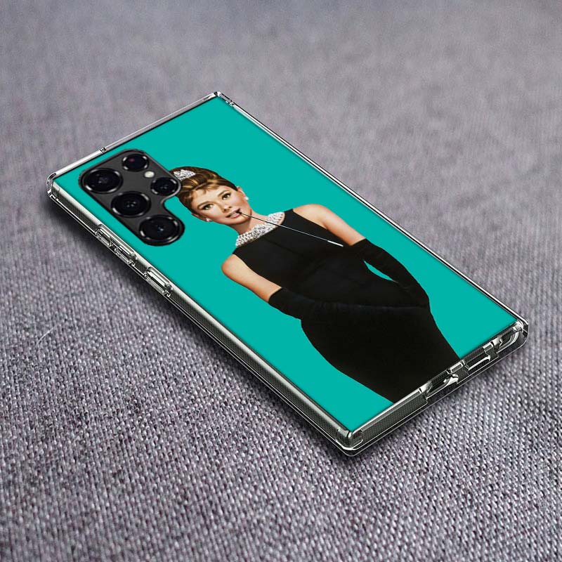 Audrey Hepburn Phone Case For Samsung Galaxy S24 S23 S21 S20 FE S22 S26 Ultra S25 Edge S10 Plus Cover Clear TPU Capa Shell Coque